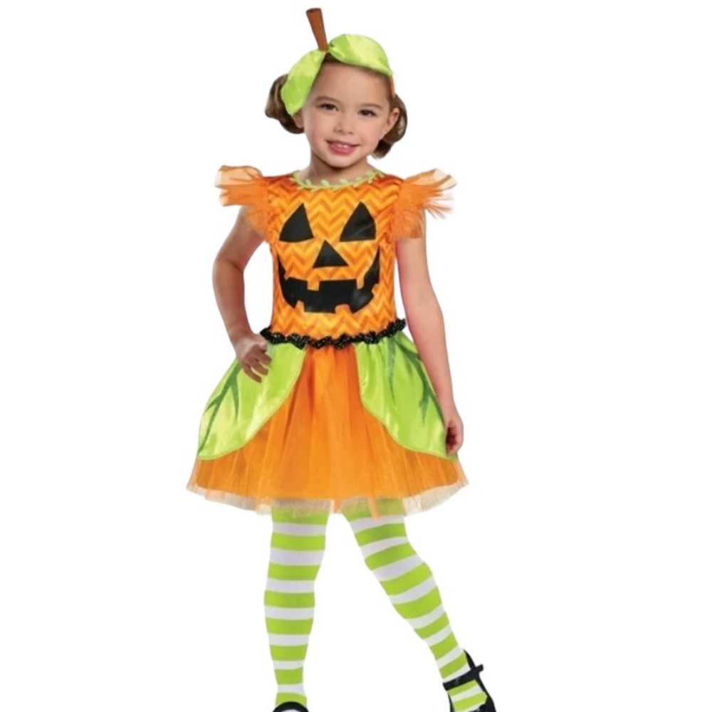 NWT Way To Celebrate Girls Cute Pumpkin Dress Up Halloween Costume Small (6/6X)